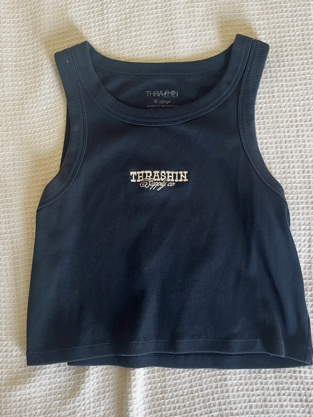 Thrashin Navy Ribbed Tank Top